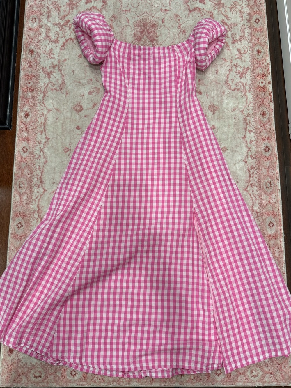 Pink Gingham Puff-Sleeve Dress size Small